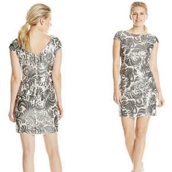 Adrianna Papell Cap Sleeve Sequin Sheath size 10 NWT $265 - Picture 1 of 8